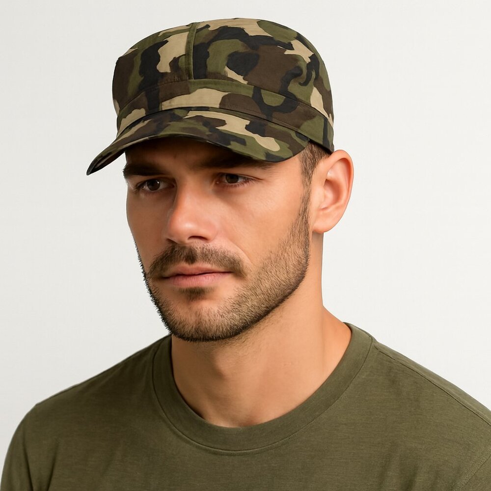 Camo Forest Training Hat Outdoor Sports Green Brown Tan Adjustable One Size New